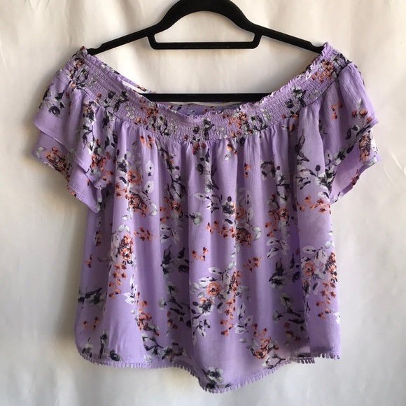 Rewind Tops - Rewind lilac floral print crop top, size M